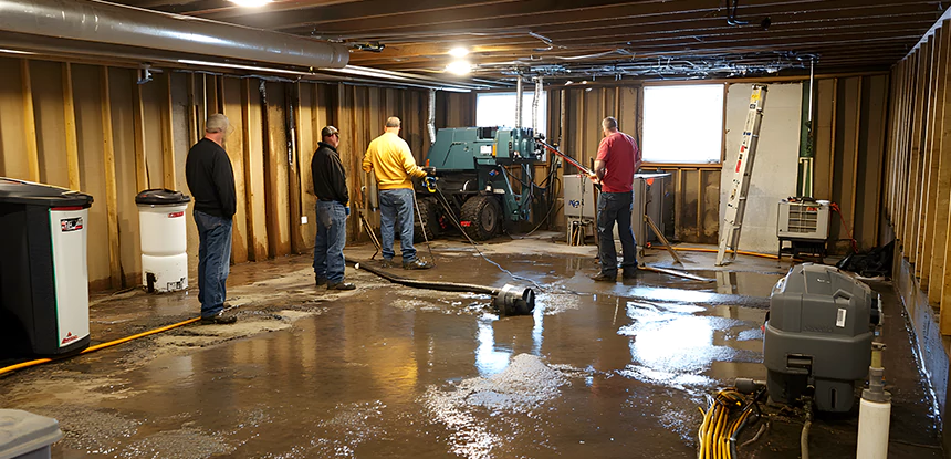 Cleaning Sewage From Basement Floor in Conyers